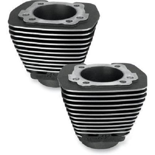 S&S Cycle Evolution Style Aluminum Cylinders - 3-1/2in. Bore - Black Powder-Coat With Machined Fin Edges Motorcycle Street - 91-7710