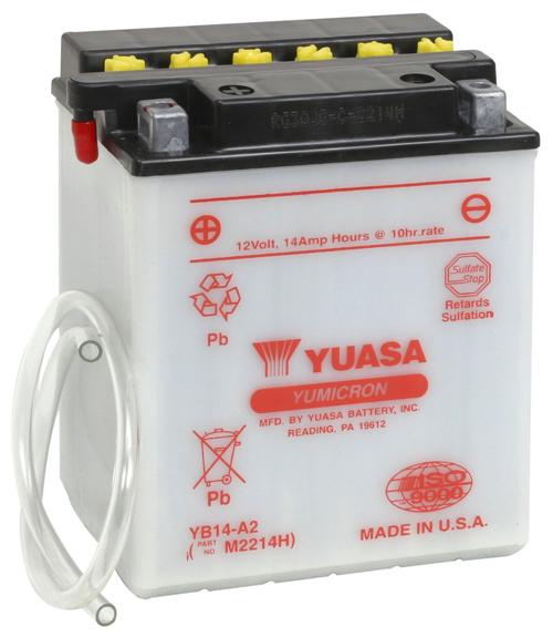 Yuasa YB14-A2 Yumicron Battery Motorcycle Street - YUAM2214H