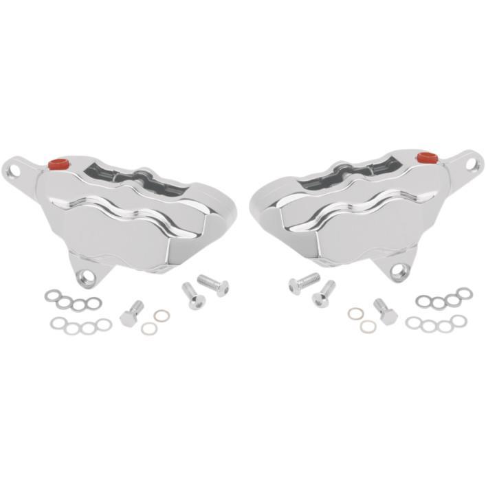 Hawg Halters, Inc. 4 Piston Dual Disc Front Brake Caliper Kit - Chrome Motorcycle Street - FKDDCC550