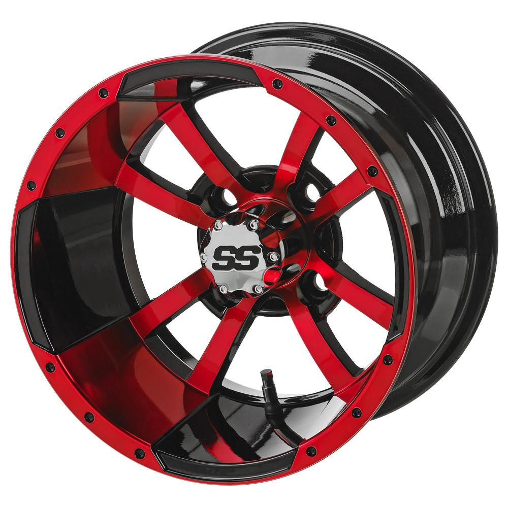 LSI 4 Spoke 12X7 Black And Red 3+4 4/4 Golf Cart Wheel