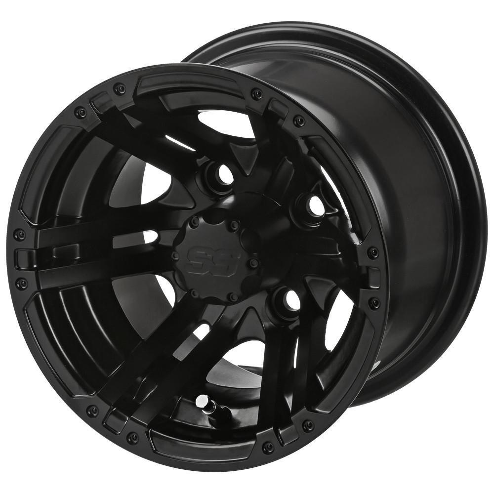LSI 6 Spoke 10X7 Black 3+4 4/4 Golf Cart Wheel