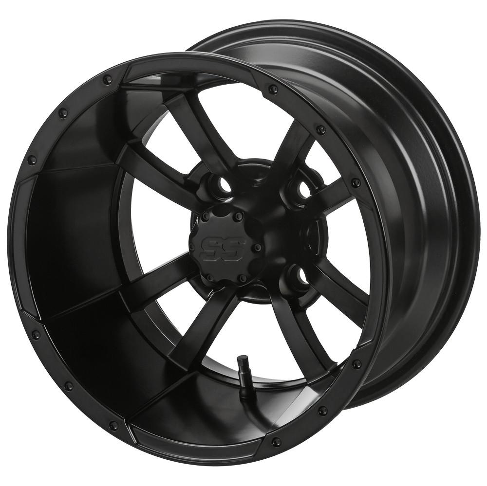 LSI 4 Spoke 12X7 Matte Black 3+4 4/4 Golf Cart Wheel