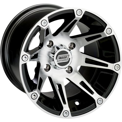 Moose 387m 12X8 Machined And Black 2+6 4/110 ATV - UTV Wheel