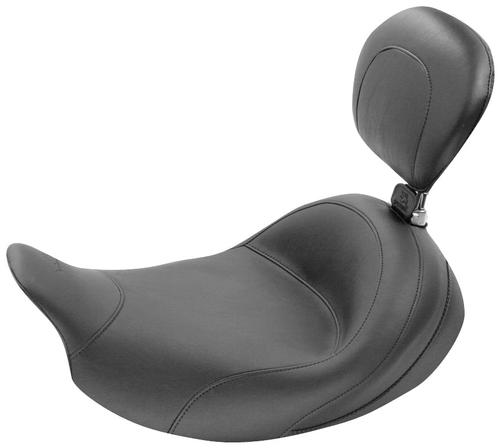 Mustang Wide Vintage Solo Seat With Driver Backrest Motorcycle Street - 79600