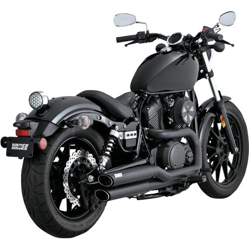 Vance & Hines Twin Slash Staggered Exhaust System - Black Motorcycle Street - 48531