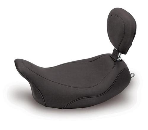 Mustang Wide Tripper Solo Seat With Driver Backrest - Smooth - Black Motorcycle Street - 79800