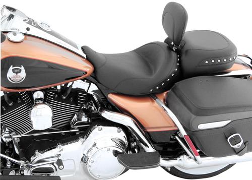 Mustang Wide Studded Solo Seat With Driver Backrest - Black Studs Motorcycle Street - 79601