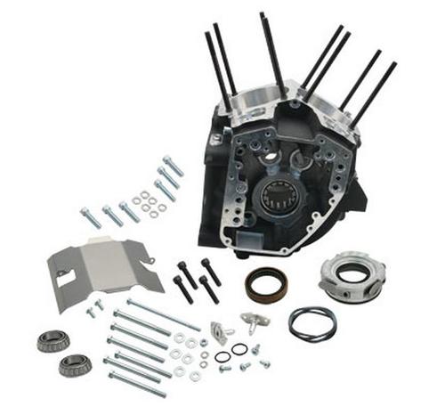 S&S Cycle Twin Cam Engine Case - 4 1/8in Bore With Stock Stud Pattern - Black Powder-Coat Motorcycle Street - 31-0181
