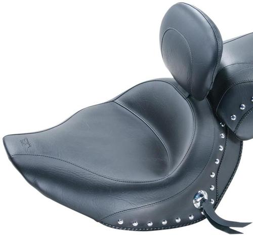 Mustang Wide Touring Solo Seat With Driver Backrest - Studded Motorcycle Street - 79452