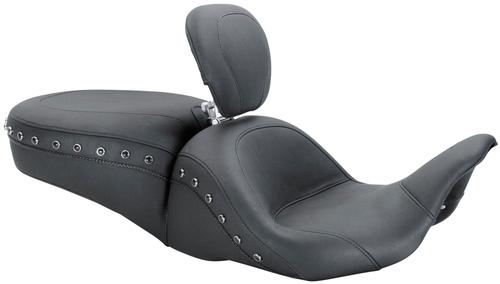 Mustang 1-Piece Lowdown Touring Seat With Driver Backrest - Black Studs Motorcycle Street - 79705