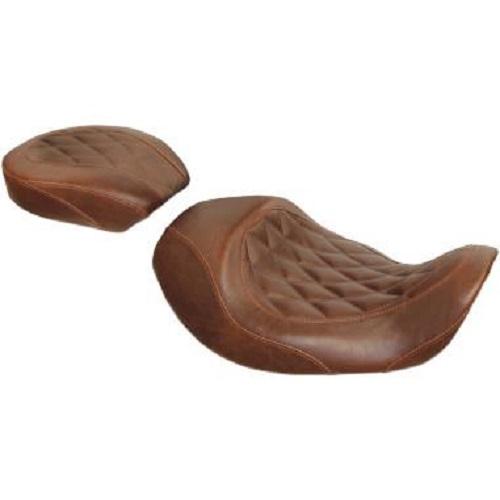 Mustang Wide Tripper Passenger Seat - Diamond Stitch - Brown Motorcycle Street - 76709