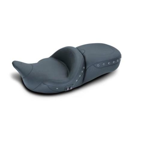 Mustang 1-Piece Heated Super Touring Seat - Black Pearl Centered Studs Motorcycle Street - 79642