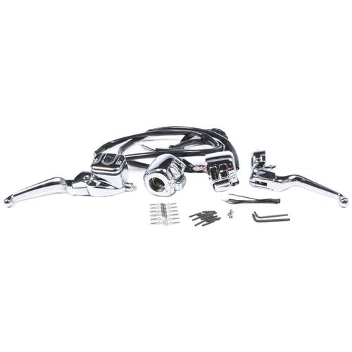 Bulletpruf 9/16" Bore Chrome Handlebar Control Kit With Chrome Switches For 1996 To 2006 Big Twin Motorcycle Street - 26-129