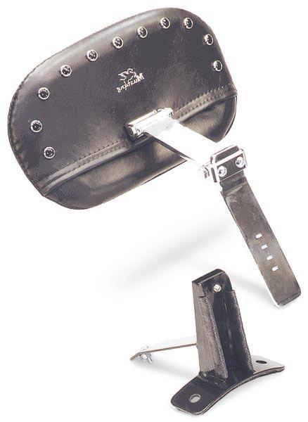 Mustang Driver Backrest Kit - Smooth - Black Studs Motorcycle Street - 79611