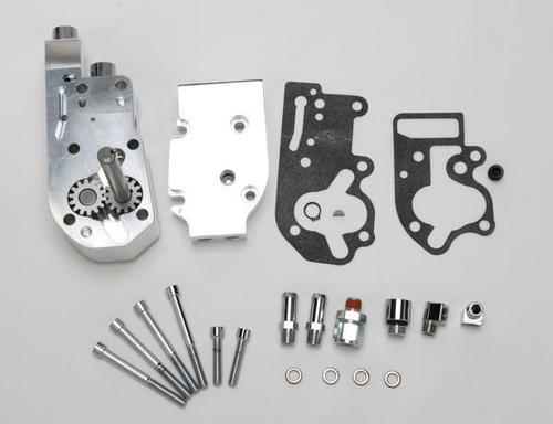 JIMS Flow Pro 1 Billet Oil Pump Complete Assembly - Polished With Top Feed/Return Oil Lines Motorcycle Street - 1754