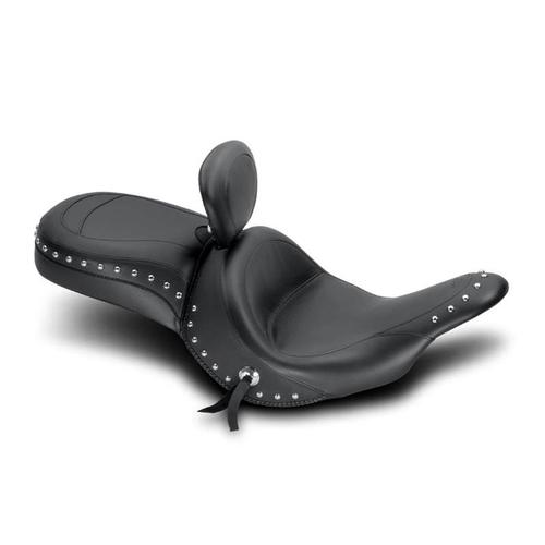Mustang Wide Touring Seat With Driver Backrest - Studded Motorcycle Street - 79685