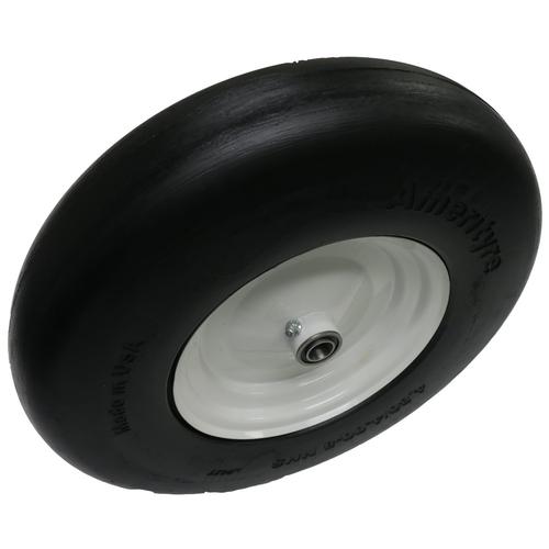 Amerityre Solid Smooth 480/400-8 Wheelbarrow White Centered Hub 6" HL 3/4" Bearing LD 1000lbs