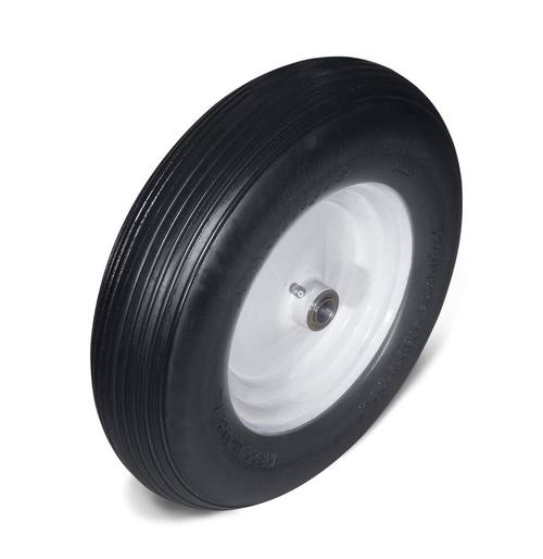 Amerityre Rib Wheel/Tire Assembly 4.80-8 White Centered Hub 6" HL 5/8" Bearing Solid LD 250lb Wheelbarrow - Yard Cart Tire