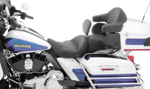 Mustang 1-Piece Heated Super Touring Seat With Driver Backrest - Chrome Studs Motorcycle Street - 79644