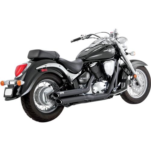 Vance & Hines Twin Slash Staggered Exhaust System - Black Motorcycle Street - 48293