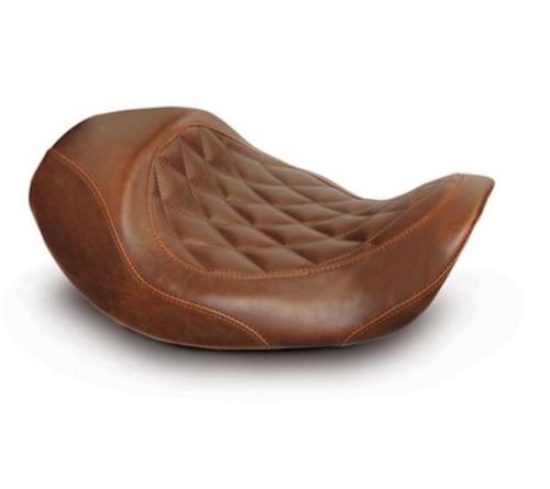 Mustang Wide Tripper Forward Solo Seat - Diamond Stitch - Brown Motorcycle Street - 76711