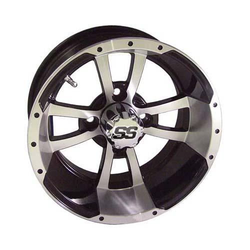 Nivel Storm Trooper 12X7 Machined And Black 2+5 4/4 Golf Cart Wheel