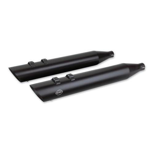 S&S Cycle Slash Down 4" Mufflers - Black For 2017-2018 Touring With M8 Engine Motorcycle Street - 550-0696