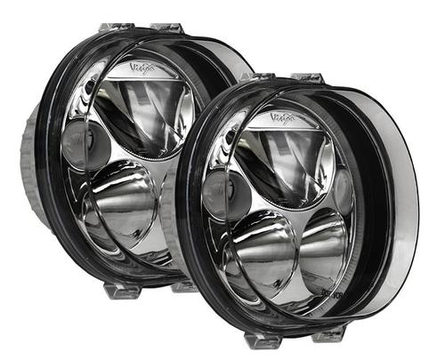 Vision X 5 3/4" Dual Round Black Chrome Vortex LED Headlight Kit With Halo For Road Glide Models Motorcycle Street - XMC-575ODBKIT
