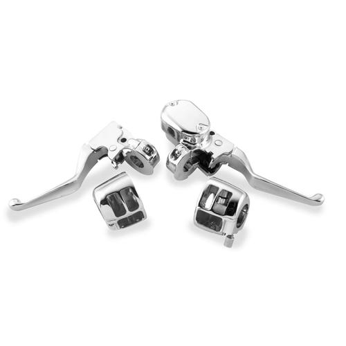 Bulletpruf Chrome Handlebar Control Kit With 6/16" Bore Master Cylinder For H-D 1996 To 2006 Motorcycle Street - 26-067