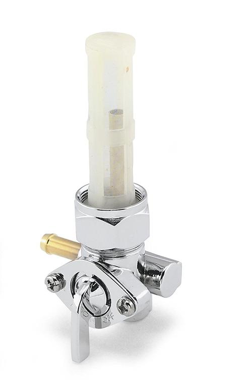 Bulletpruf Chrome Fuel Valve With 90 Degree Left Outlet For 1975 To 2006 Models Motorcycle Street - 011403