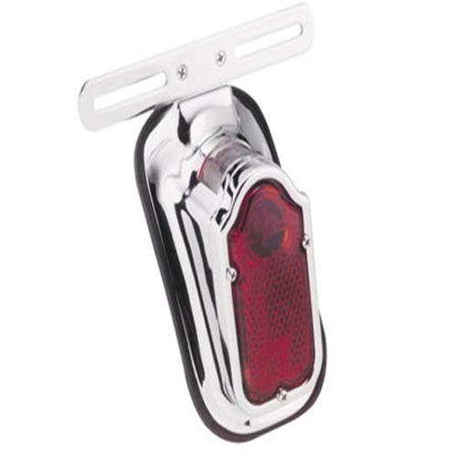 Bulletpruf Chrome Tombstone Taillight Assembly 12 Volt For 1940 To 1954 And Custom Motorcycle Street - 19155