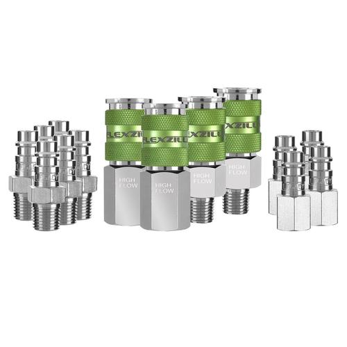 Flexzilla 1/4" NPT High Flow 14 Piece Coupler and Plug Kit - A53458FZ