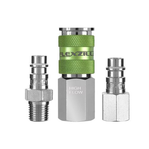 Flexzilla 1/4" NPT High Flow 3 Piece Coupler and Plug Kit - A53452FZ