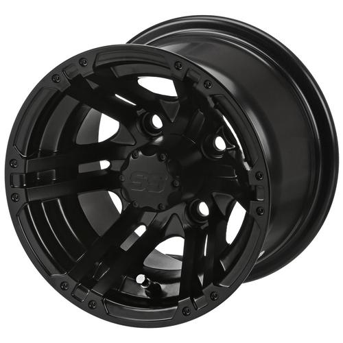 LSI 6 Spoke 10X7 Black 3+4 4/4 Golf Cart Wheel