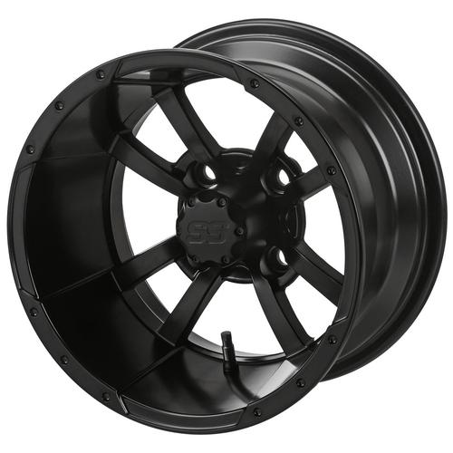 LSI 4 Spoke 12X7 Matte Black 3+4 4/4 Golf Cart Wheel