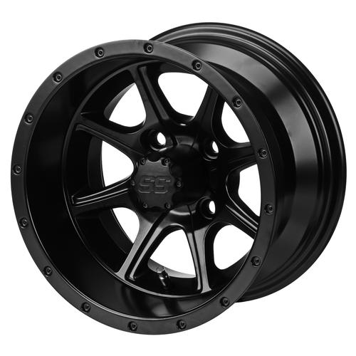 LSI 4 Spoke 12X7 Matte Black 3+4 4/4 Golf Cart Wheel