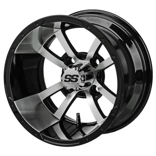 LSI 4 Spoke 10X7 Machined And Black 3+4 4/4 Golf Cart Wheel