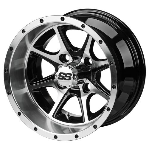 LSI 4 Spoke 12X7 Machined And Black 3+4 4/4 Golf Cart Wheel