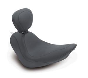 Mustang Wide Tripper Solo Seat With Driver Backrest - Smooth - Black Motorcycle Street - 79735