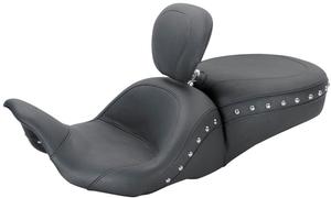 Mustang 1-Piece Lowdown Touring Seat With Driver Backrest - Chrome Studs Motorcycle Street - 79704