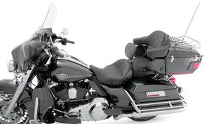 Mustang Super Touring One-Piece Studded Seat With Driver Backrest - Chrome Studs Motorcycle Street - 79579