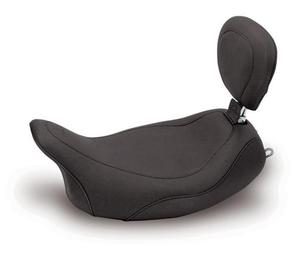 Mustang Wide Tripper Solo Seat With Driver Backrest - Smooth - Black Motorcycle Street - 79800