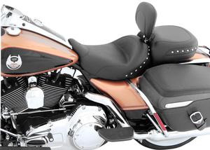 Mustang Wide Studded Solo Seat With Driver Backrest - Black Studs Motorcycle Street - 79601