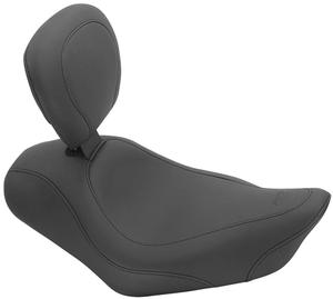 Mustang Wide Tripper Solo Seat With Driver Backrest - Smooth - Black Motorcycle Street - 79812