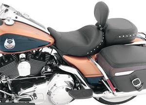 Mustang Wide Studded Solo Seat With Driver Backrest - Chrome Studs Motorcycle Street - 79602