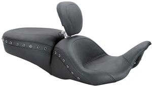 Mustang 1-Piece Lowdown Touring Seat With Driver Backrest - Black Studs Motorcycle Street - 79705