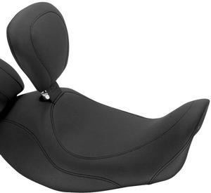 Mustang Wide Tripper Forward Solo Seat With Driver Backrest - Diamond Stitch - Black Motorcycle Street - 79807