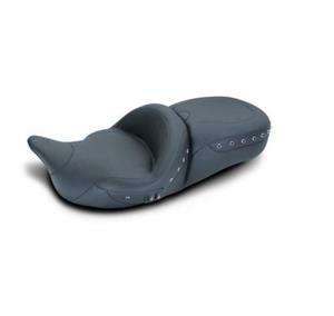 Mustang 1-Piece Heated Super Touring Seat - Black Pearl Centered Studs Motorcycle Street - 79642