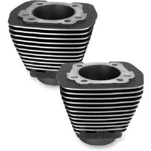 S&S Cycle Evolution Style Aluminum Cylinders - 3-1/2in. Bore - Black Powder-Coat With Machined Fin Edges Motorcycle Street - 91-7710