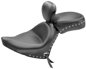 Mustang Wide Touring Two-Piece Seat With Driver Backrest - Studded Motorcycle Street - 79380
